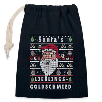 Ugly Christmas SANTA'S FAVORITE GOLDSMITH - Closable cotton gift bag (14x20cm) - navy - Front
