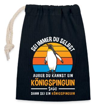 Seevögel Tierwelt Königspinguin Pinguin - Verschließbarer Geschenkbeutel aus Baumwolle (14x20cm) - Navy - Vorne