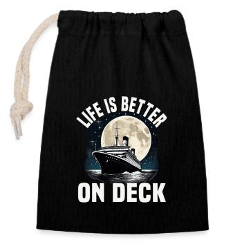 Life Is Better On Deck Cruise Ship Vacation Group - Verschließbarer Geschenkbeutel aus Baumwolle (14x20cm) - Schwarz - Vorne