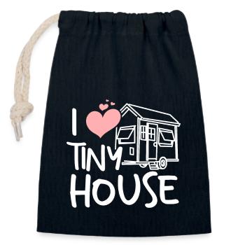 Tiny house builder - Closable cotton gift bag (14x20cm) - navy - Front