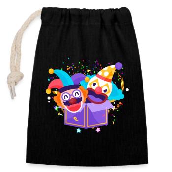 Clown Karneval Fasching Kostüm Umzug Feiern Narr - Verschließbarer Geschenkbeutel aus Baumwolle (14x20cm) - Schwarz - Vorne