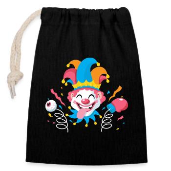 Clown Karneval Fasching Kostüm Umzug Feiern Narr - Verschließbarer Geschenkbeutel aus Baumwolle (14x20cm) - Schwarz - Vorne