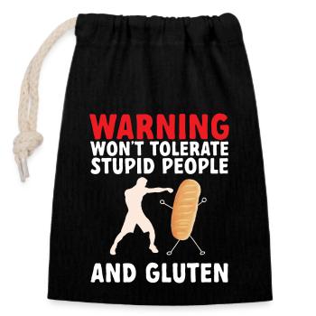Glutenfrei Gluten Intoleranz - Verschließbarer Geschenkbeutel aus Baumwolle (14x20cm) - Schwarz - Vorne