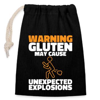 Glutenfrei Gluten Intoleranz - Verschließbarer Geschenkbeutel aus Baumwolle (14x20cm) - Schwarz - Vorne