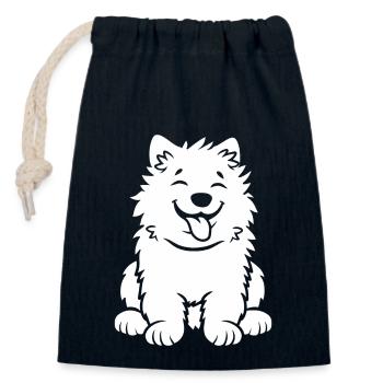 Samoyed Dog - Closable cotton gift bag (14x20cm) - navy - Front