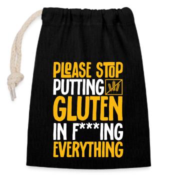 Glutenfrei Gluten Intoleranz - Verschließbarer Geschenkbeutel aus Baumwolle (14x20cm) - Schwarz - Vorne
