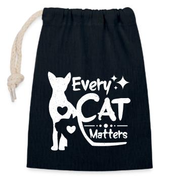 Sauvetage de chat Chaque chat compte - Sac cadeau en coton avec cordon (14 x 20 cm) - bleu marine - Devant