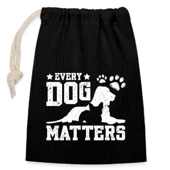 Dog rescue Every dog matters - Closable cotton gift bag (14x20cm) - black - Front