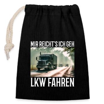 Trucker - Verschließbarer Geschenkbeutel aus Baumwolle (14x20cm) - Schwarz - Vorne