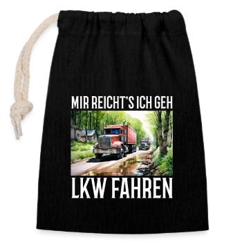 Trucker - Closable cotton gift bag (14x20cm) - black - Front