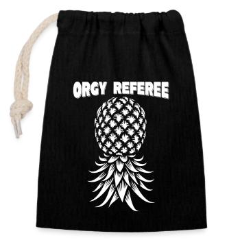 Orgy Referee Swinger Shirt Swingers Pineapple - Closable cotton gift bag (14x20cm) - black - Front