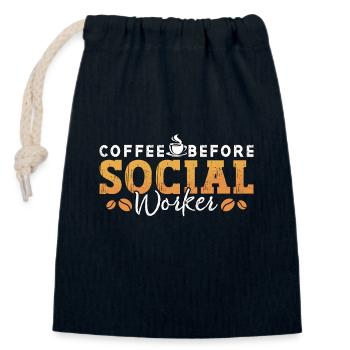 Social Worker Coffee Before Aide Coffee Lover - Verschließbarer Geschenkbeutel aus Baumwolle (14x20cm) - Navy - Vorne