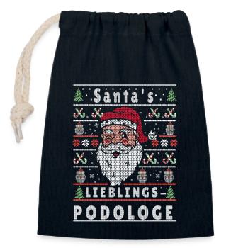 Ugly Christmas SANTA'S FAVORITE PODIATRIST - Closable cotton gift bag (14x20cm) - navy - Front