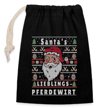 Ugly Christmas SANTA'S FAVORITE HORSE HOST - Closable cotton gift bag (14x20cm) - black - Front