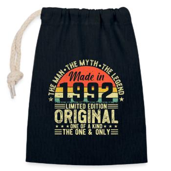 Vintage 1992 - Retro Birthday Gift - Closable cotton gift bag (14x20cm) - navy - Front
