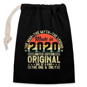 Vintage 2020: Born Legend - Closable cotton gift bag (14x20cm) - black - Front