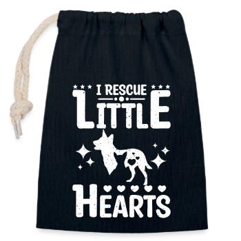 Sauvetage d’animaux de compagnie Je sauve les petits cœurs - Sac cadeau en coton avec cordon (14 x 20 cm) - bleu marine - Devant