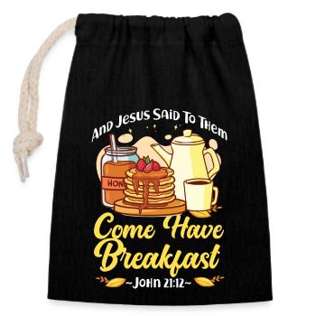 Pancake Lover Kids Bible Quote - Closable cotton gift bag (14x20cm) - black - Front