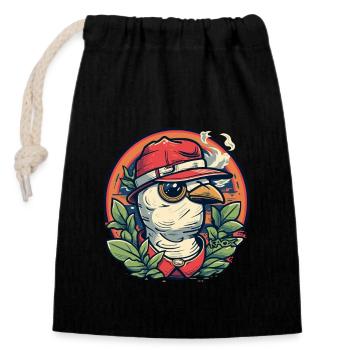 Der Dschungel-Baseball-Cap-Maskottchen-Taube - Verschließbarer Geschenkbeutel aus Baumwolle (14x20cm) - Schwarz - Vorne