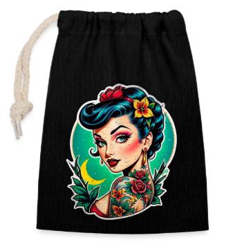 Rockabilly / Pin-up / 50s - Closable cotton gift bag (14x20cm) - black - Front