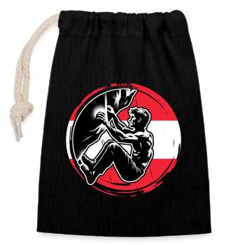 Grimpeur autrichien – Escalade de bloc en détresse - Sac cadeau en coton avec cordon (14 x 20 cm) - noir - Devant