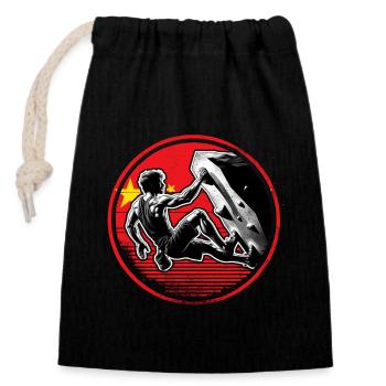 Chinan Climber – Distressed Boulderer Climbing - Verschließbarer Geschenkbeutel aus Baumwolle (14x20cm) - Schwarz - Vorne