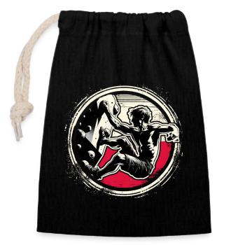 Poland Climber – Escalade de bloc en détresse - Sac cadeau en coton avec cordon (14 x 20 cm) - noir - Devant