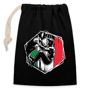 Italy Climber – Distressed Boulderer Climbing - Verschließbarer Geschenkbeutel aus Baumwolle (14x20cm) - Schwarz - Vorne