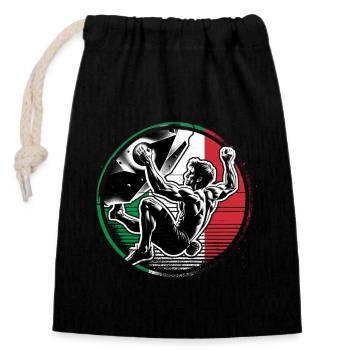 Grimpeur d’Italie – Escalade de bloc en détresse - Sac cadeau en coton avec cordon (14 x 20 cm) - noir - Devant
