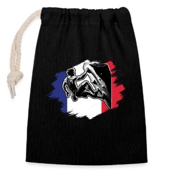 France Climber – Escalade de bloc en détresse - Sac cadeau en coton avec cordon (14 x 20 cm) - noir - Devant