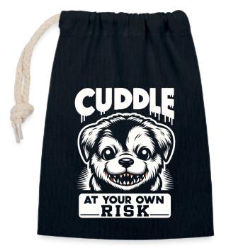 Chien d’horreur Halloween Spooky Dog Lover chien gothique - Sac cadeau en coton avec cordon (14 x 20 cm) - bleu marine - Devant