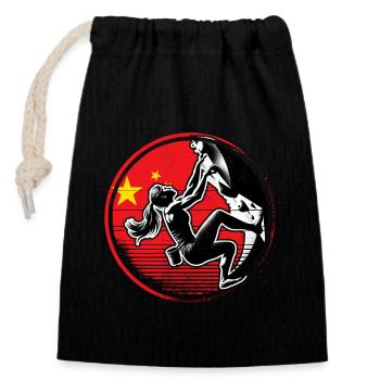 China Climber - Escalade de bloc femmes - Sac cadeau en coton avec cordon (14 x 20 cm) - noir - Devant