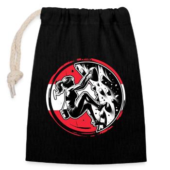 Grimpeur autrichien – Escalade de bloc en détresse - Sac cadeau en coton avec cordon (14 x 20 cm) - noir - Devant