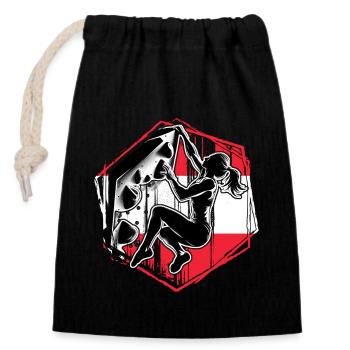 Grimpeur autrichien – Escalade de bloc en détresse - Sac cadeau en coton avec cordon (14 x 20 cm) - noir - Devant