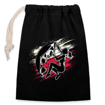Poland Climber - Woman Boulderer Climbing - Closable cotton gift bag (14x20cm) - black - Front
