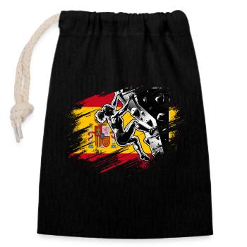 Spain Climber - Woman Boulderer Climbing - Closable cotton gift bag (14x20cm) - black - Front