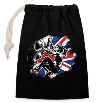 Grande-Bretagne CLIMBER - UK Boulderer Climbing - Sac cadeau en coton avec cordon (14 x 20 cm) - noir - Devant