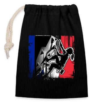 France Climber - Grimpeur de bloc femme - Sac cadeau en coton avec cordon (14 x 20 cm) - noir - Devant