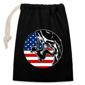 USA Klettern für amerikanische Boulderer - Verschließbarer Geschenkbeutel aus Baumwolle (14x20cm) - Schwarz - Vorne