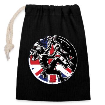 Großbritannien CLIMBER - UK Boulderer Climbing - Verschließbarer Geschenkbeutel aus Baumwolle (14x20cm) - Schwarz - Vorne