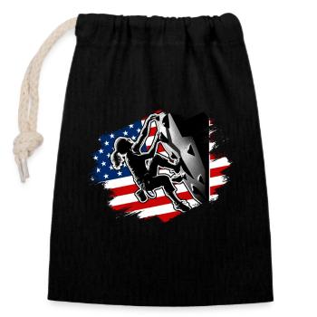 Escalade aux États-Unis pour les grimpeurs américains - Sac cadeau en coton avec cordon (14 x 20 cm) - noir - Devant