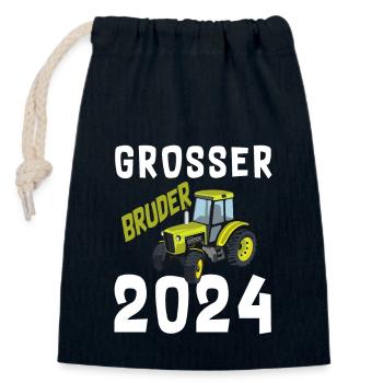 Großer Bruder 2024 - Verschließbarer Geschenkbeutel aus Baumwolle (14x20cm) - Navy - Vorne