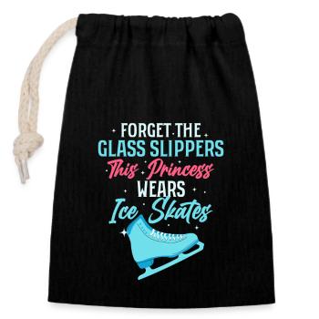 Modern Princess: Ice Skates Not Slippers - Closable cotton gift bag (14x20cm) - black - Front