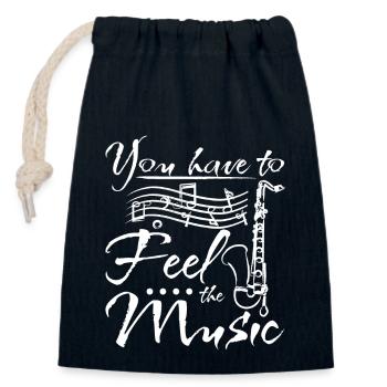 You have to feel the music bass clarinet - Verschließbarer Geschenkbeutel aus Baumwolle (14x20cm) - Navy - Vorne
