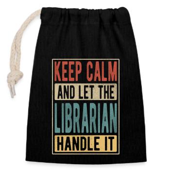 Librarian Retro Gift - Closable cotton gift bag (14x20cm) - black - Front