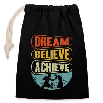 Dream Believe Achieve Boxing - Closable cotton gift bag (14x20cm) - black - Front