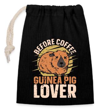 Amateur de cochon d’Inde Le café aime Hamster Amateur de café - Sac cadeau en coton avec cordon (14 x 20 cm) - noir - Devant