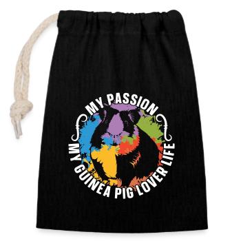 Amateur de cochon d’Inde Ma passion Mon cochon d’Inde Hamster - Sac cadeau en coton avec cordon (14 x 20 cm) - noir - Devant