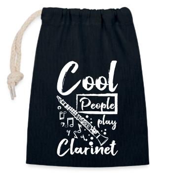 Cool people play clarinet - Verschließbarer Geschenkbeutel aus Baumwolle (14x20cm) - Navy - Vorne