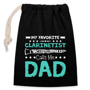 Father's day My favorite clarinetist calls me dad - Closable cotton gift bag (14x20cm) - black - Front